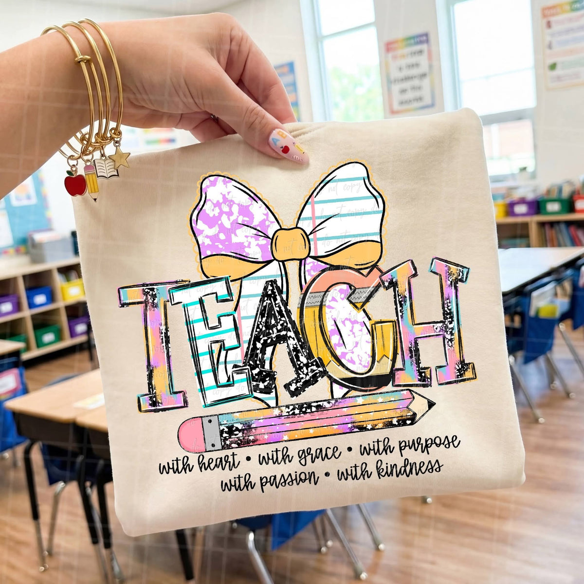 Teacher with heart Sunday Special DTF transfer