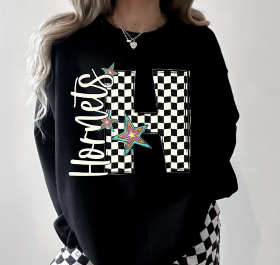 H hornets checkered with stars (S&G) 87083 DTF transfer