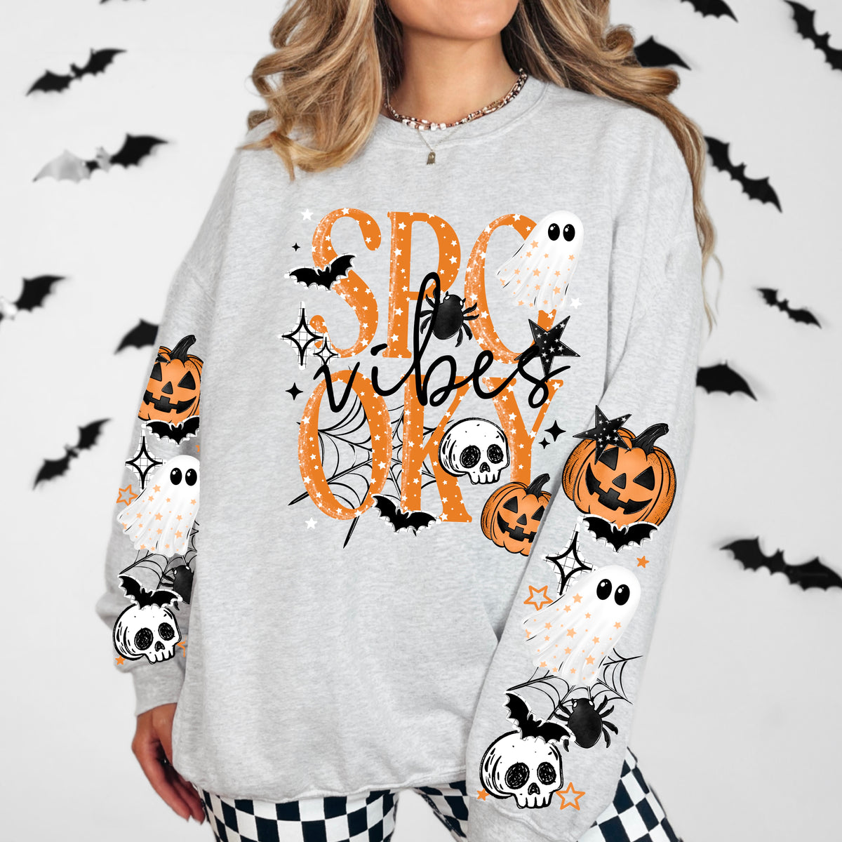 Spooky vibes Orange font (front only) (CSC) DTF Transfer