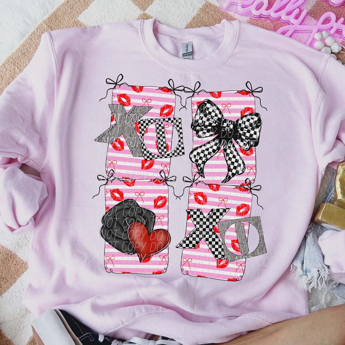 Xoxo stacked frames (city) DTF transfer