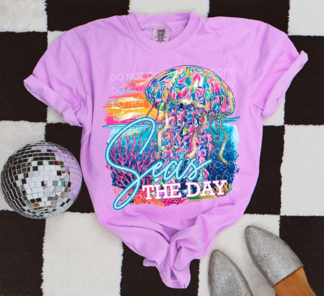 Seas the day jellyfish (SCG) 97733 DTF transfer