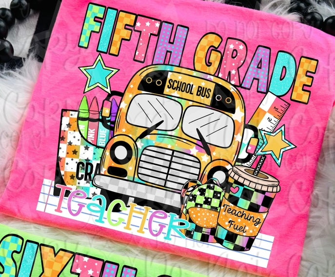 Fifth grade teacher bus (Virgo) 107022 DTF transfer