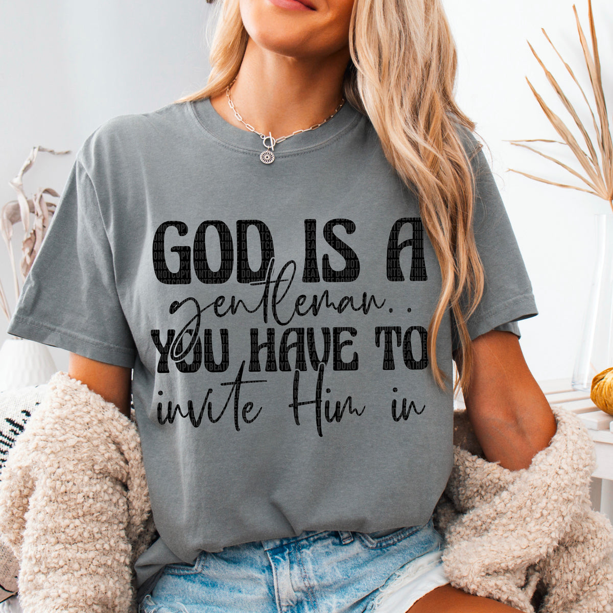 God is a gentlemen BLACK (SDD) 85906 DTF transfer