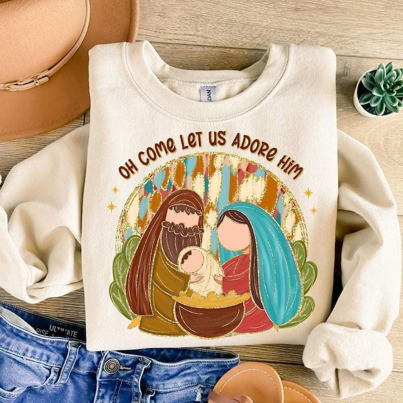 Oh come let us adore him Mary and Joseph  67893 DTF transfer
