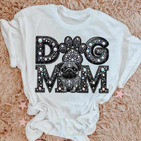 Pug Dog mom rhinestone 49074 DTF transfer