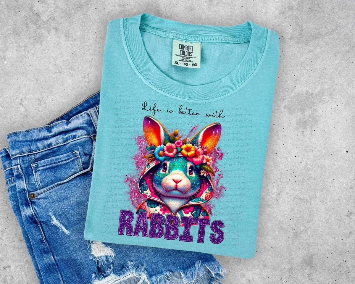 Life is better with rabbits 13892 DTF transferb