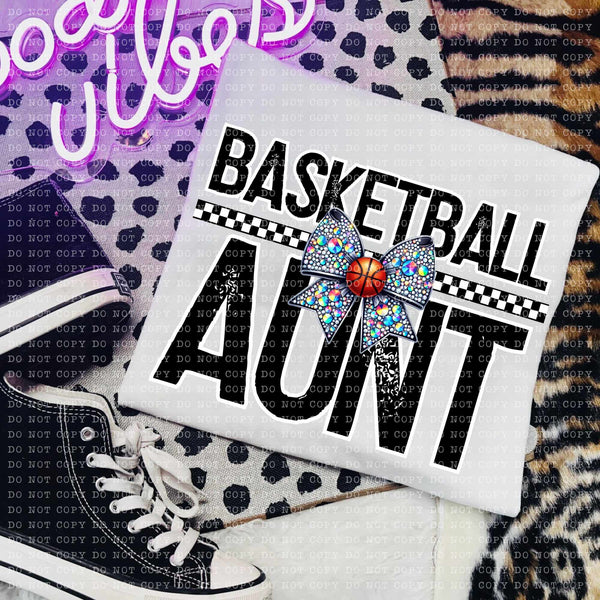 Basketball aunt rhinestone bow (ECHT) 58778 DTF transfer