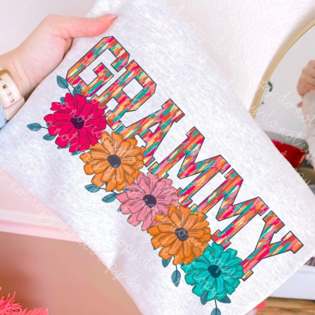 Grammy brushstrokes with flowers (MMD) 97890 DTF transfer