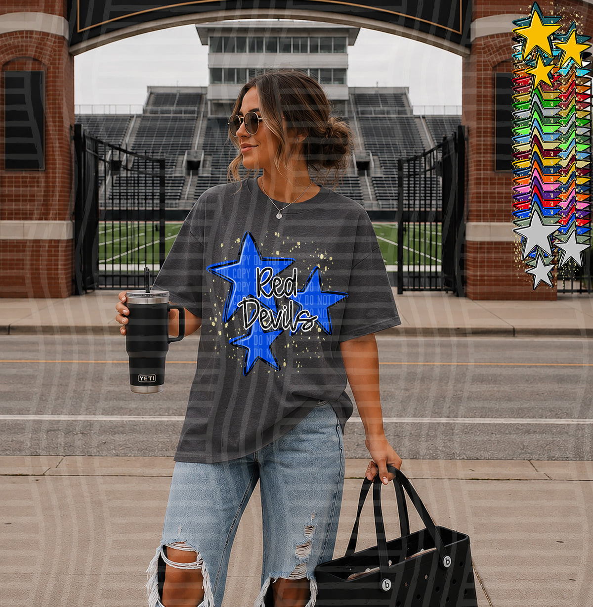 red devil colorful stars (Caplinger) DTF Transfer