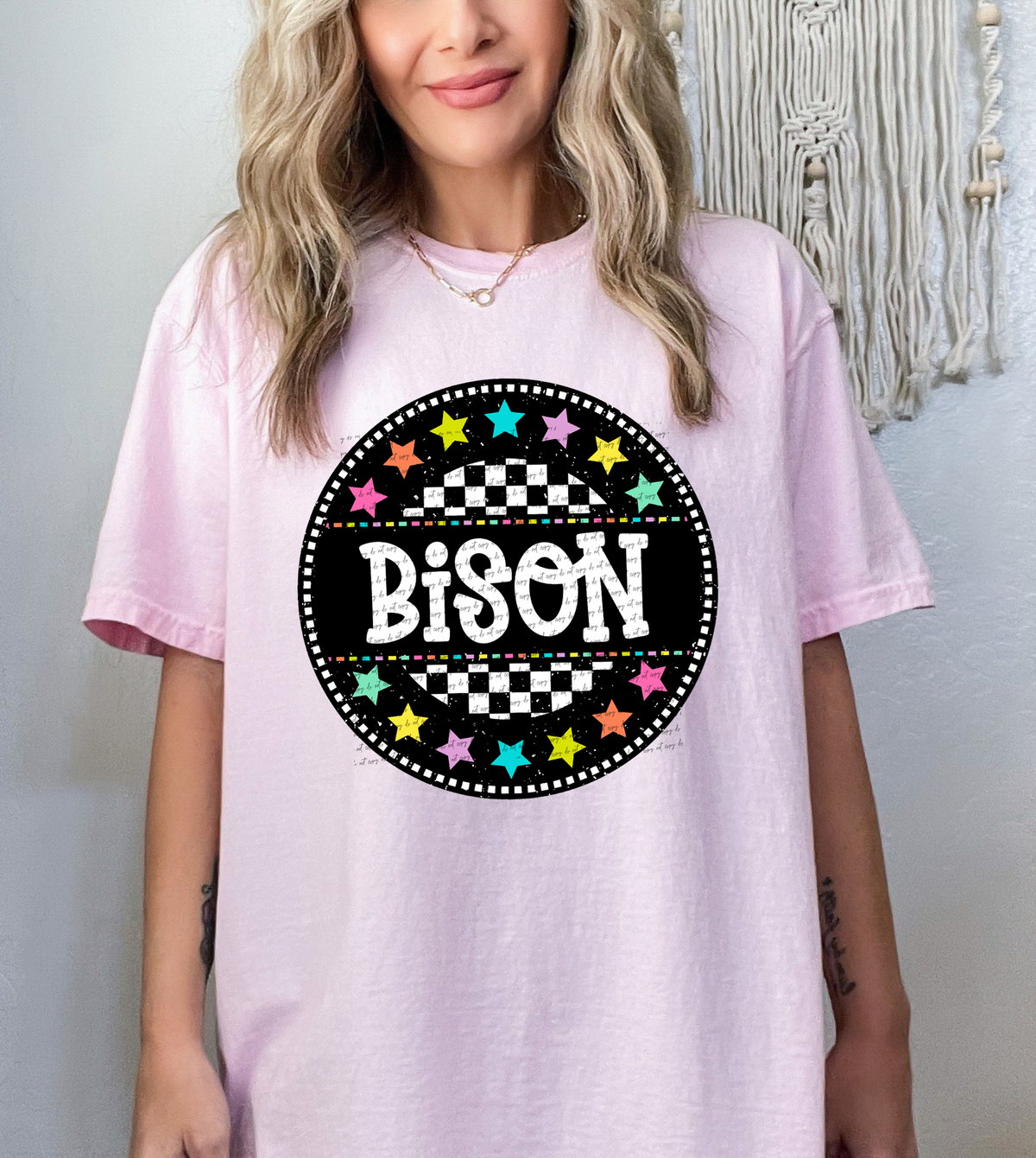 Bison (circle checkers and stars) 49685 DTF TRANSFER