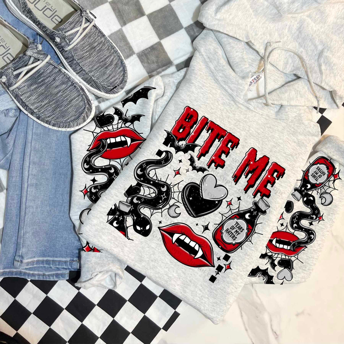 Bite me vampire black outline FRONT ONLY (CSC) 55149 DTF transfer