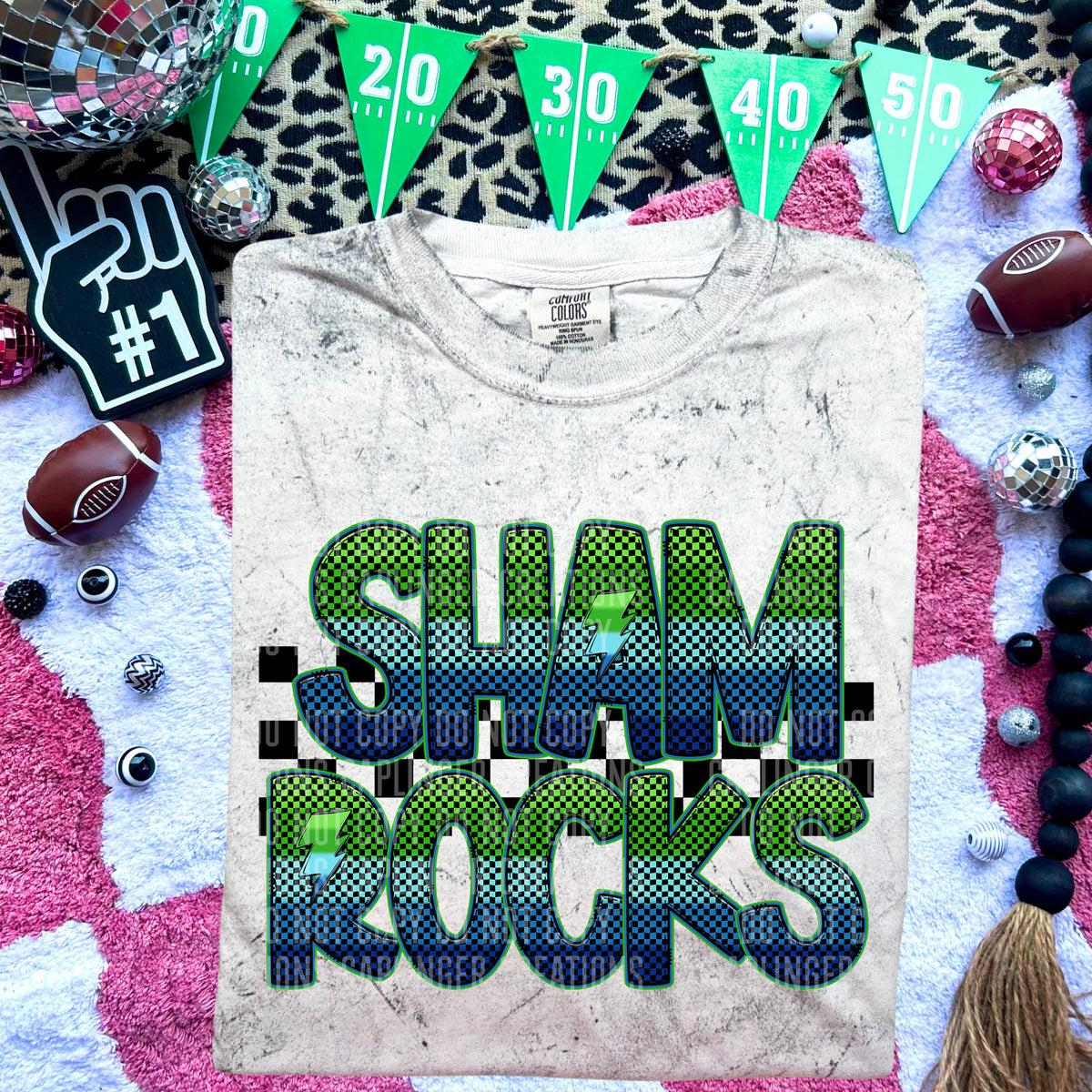 Shamrocks Blue and Green Checkered (Caplinger) DTF transfer