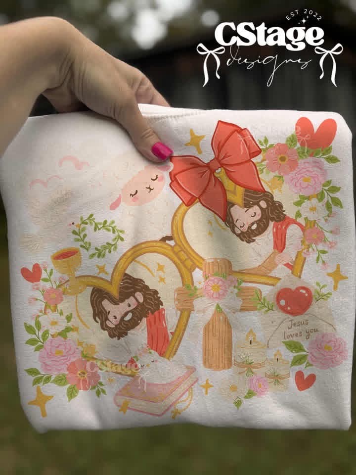 Jesus loves you heart locket (Cstage) DTF Transfer