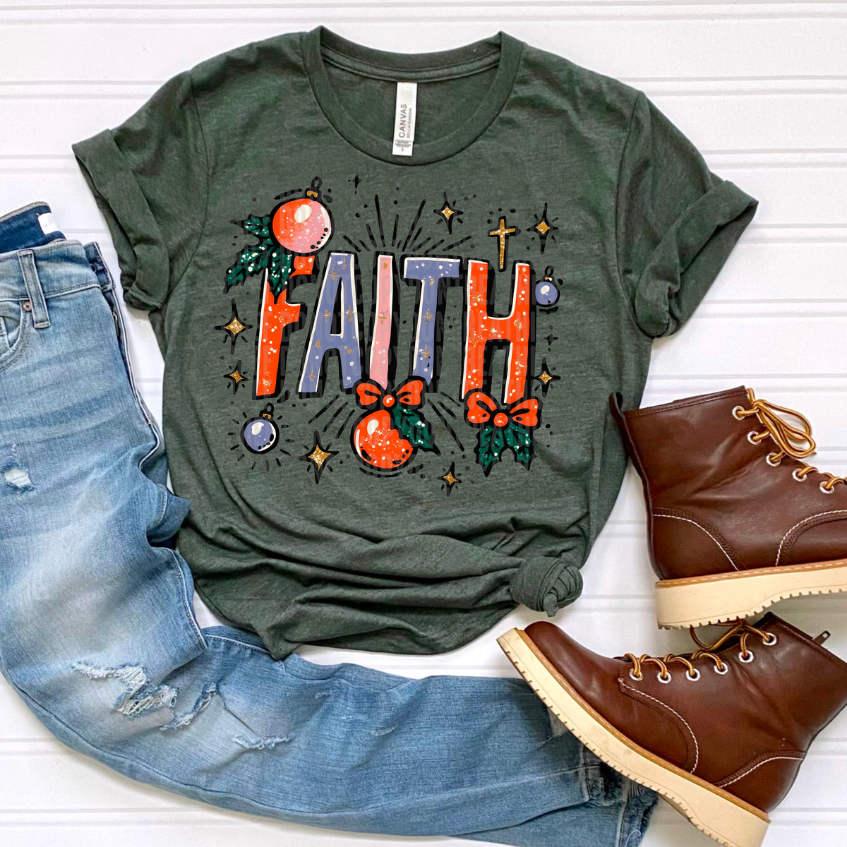 Faith with ornaments 113335 DTF transfer