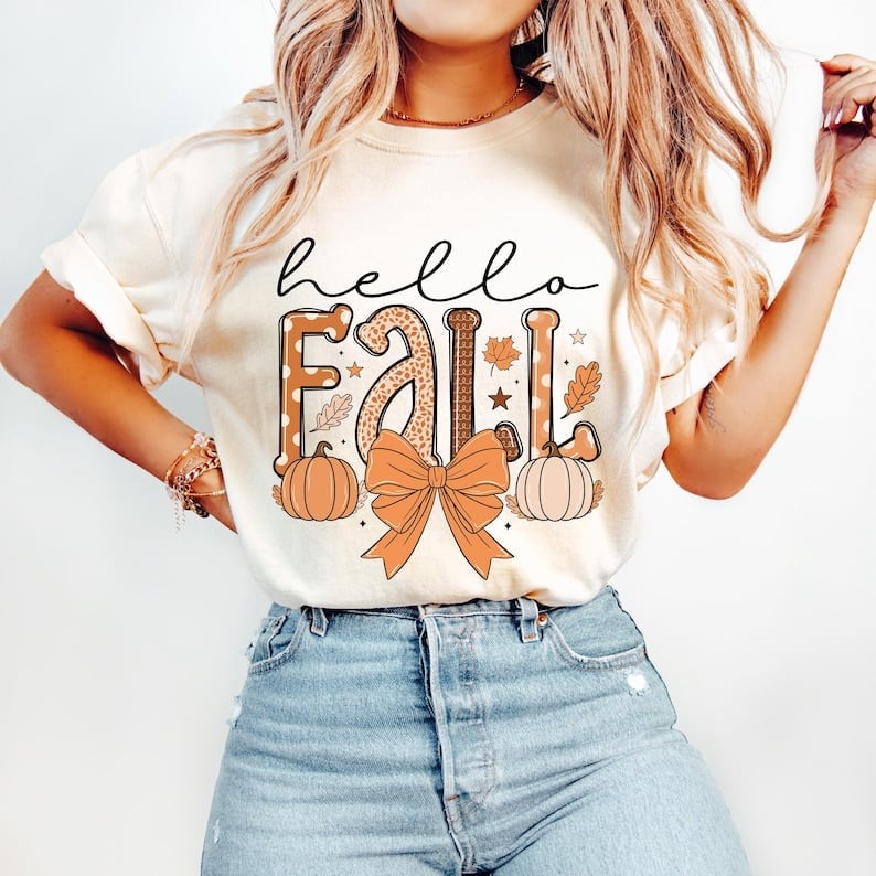 Hello fall orange bow 58208 DTF transfer