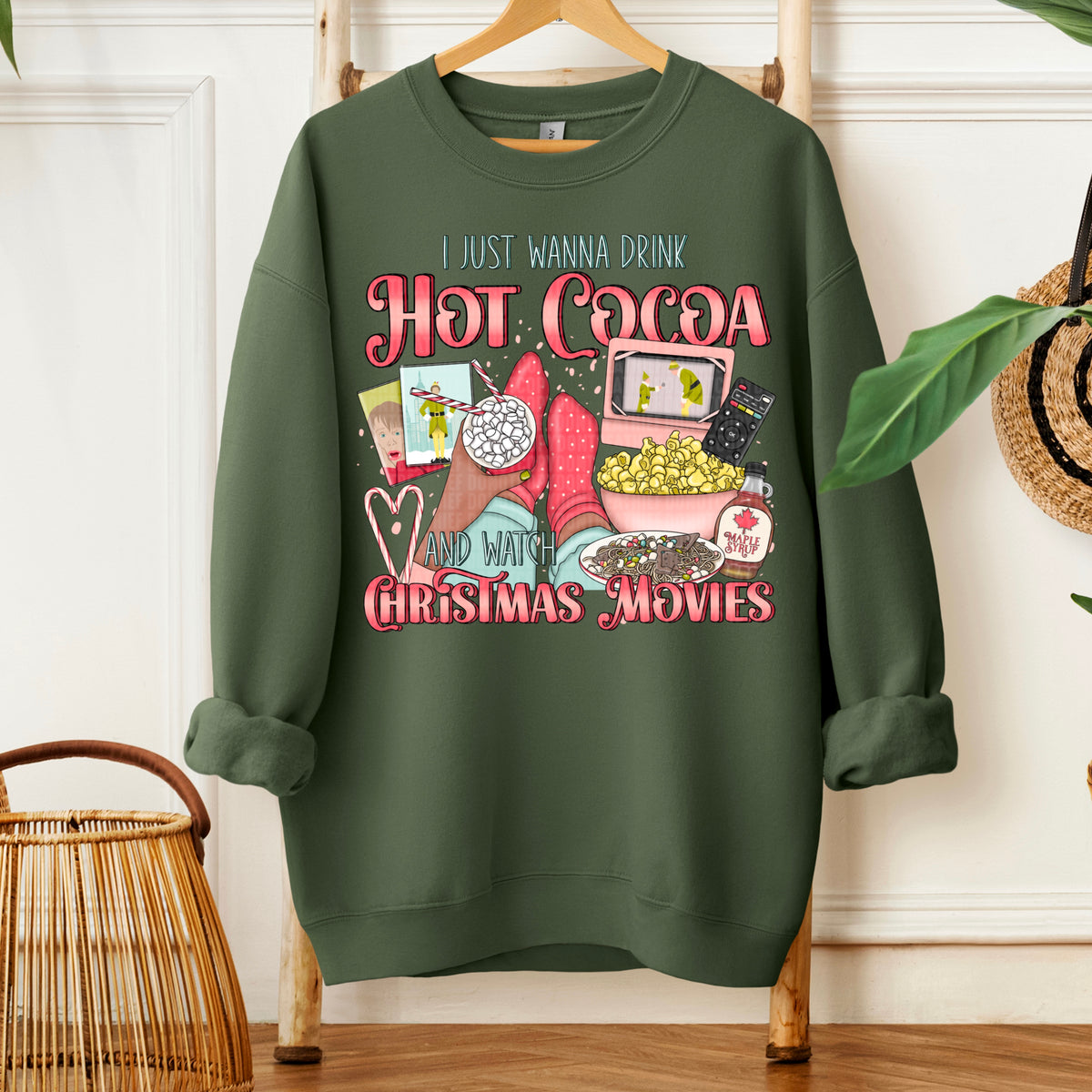 Hot Cocoa and Christmas Movies medium skin tone 114132 DTF transfer