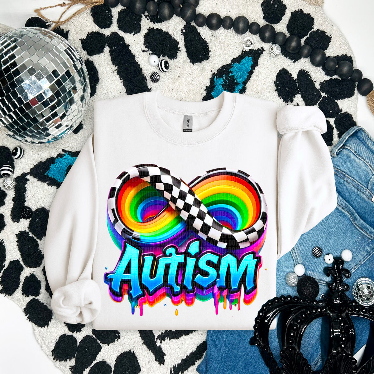 Autism checkered infinity 93836 DTF transfer