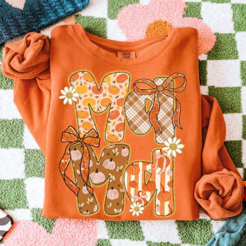 Mama Fall letters with bows DTF transfer