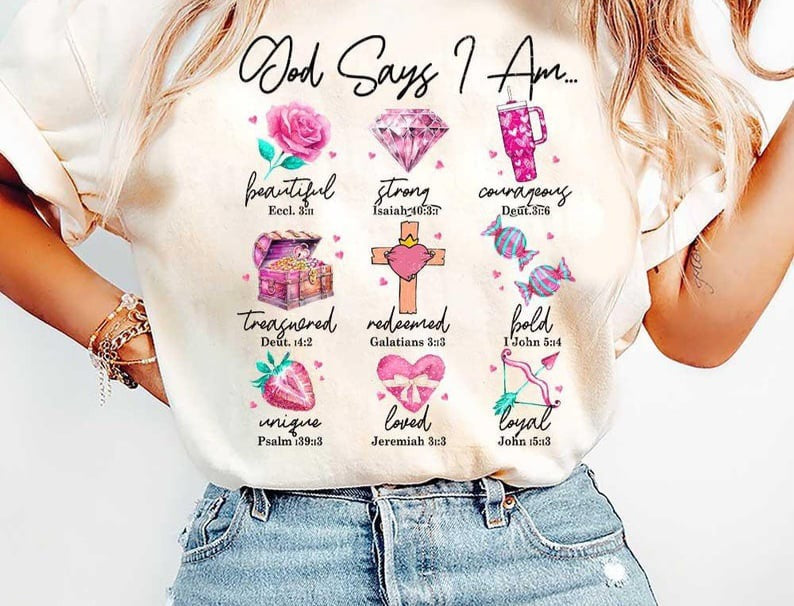 God says I am pink items 75931 DTF transfer