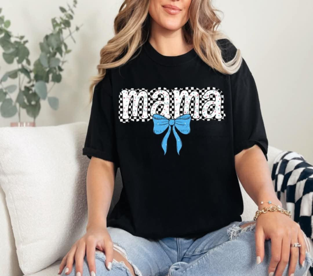 Mama blue bow (Linda) 99697 DTF transfer