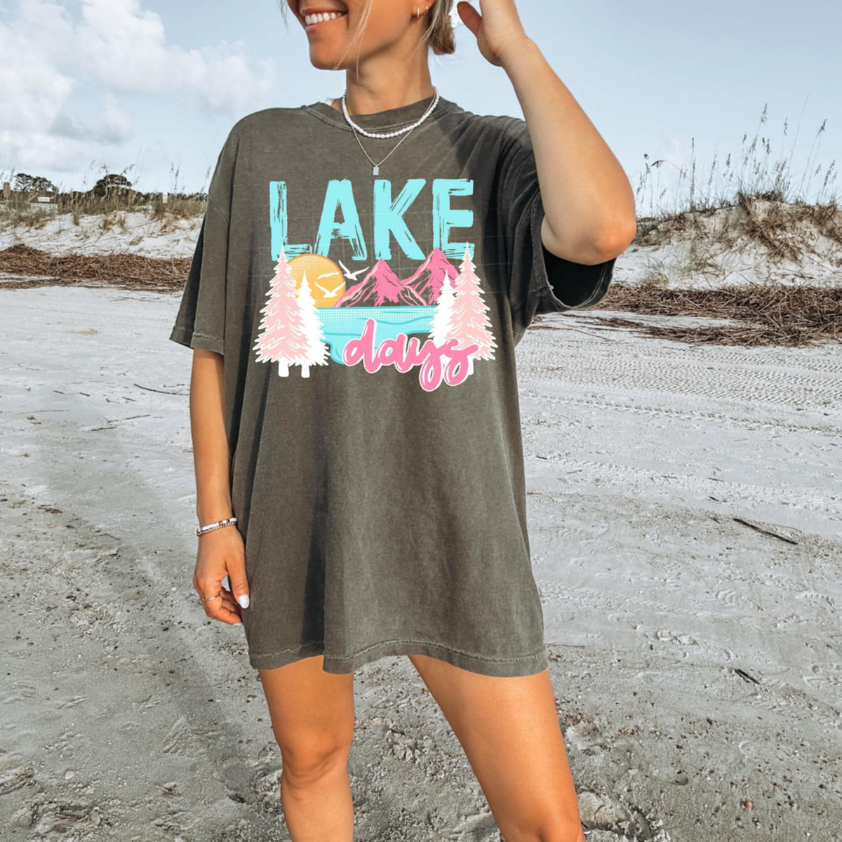 Lake day blue and pink font (CSC) 95725 DTF transfer
