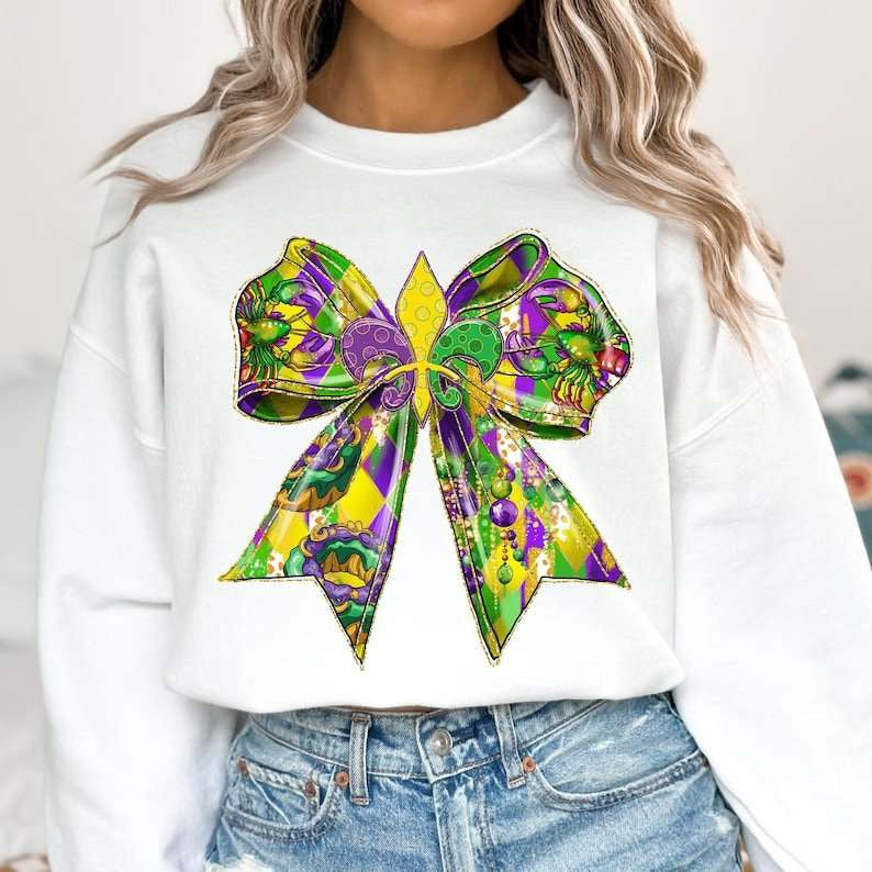 Mardi Gras bow 77675 DTF transfer