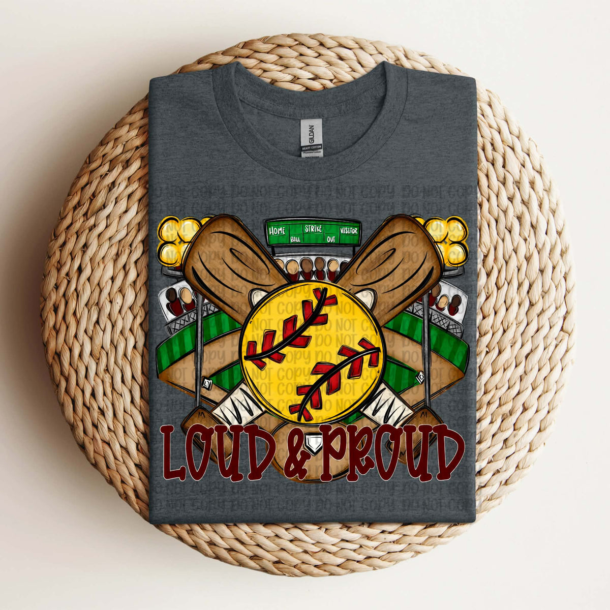 Loud and Proud softball (dark red) (VP) DTF Transfer