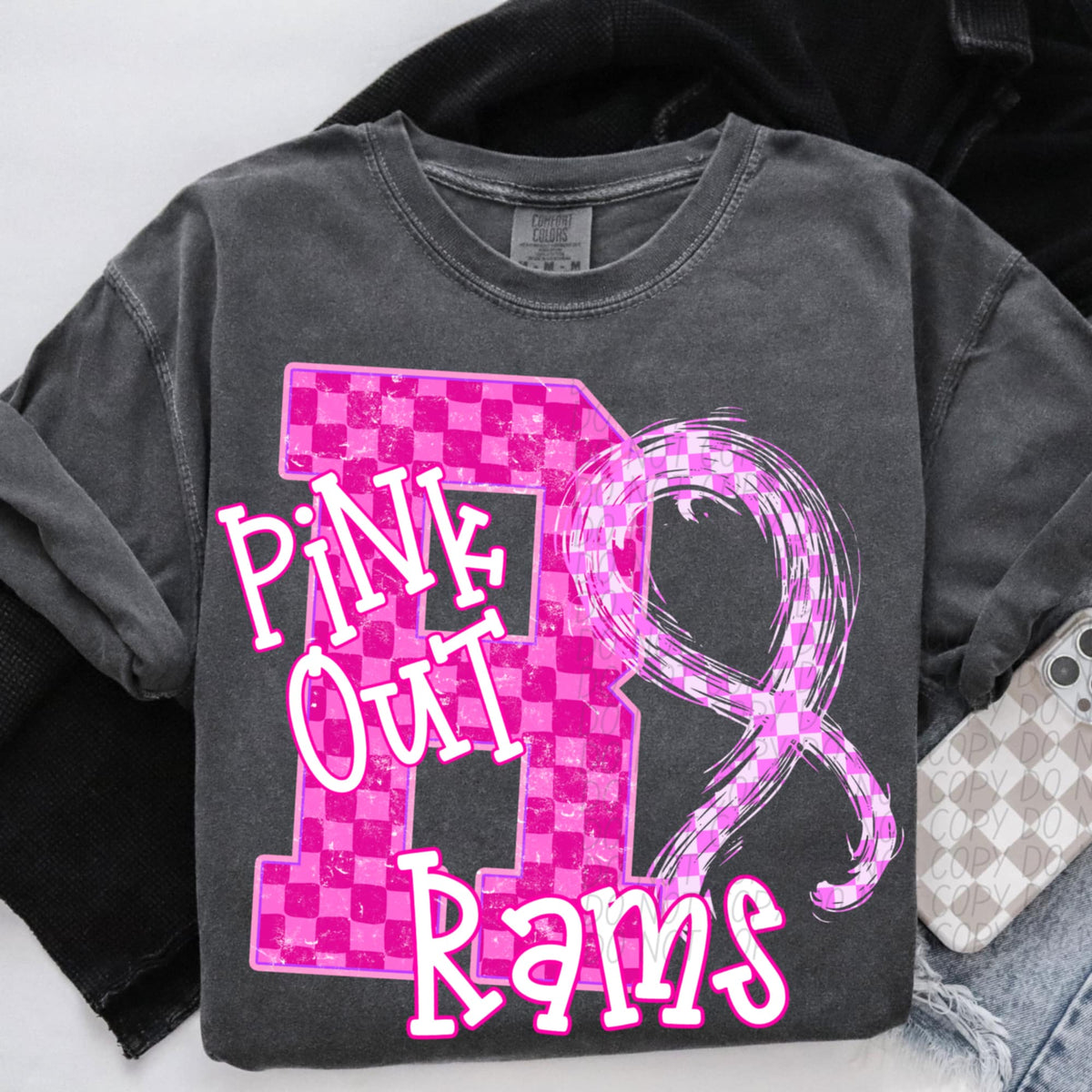 Rams Pink Out Varsity (city) DTF Transfer
