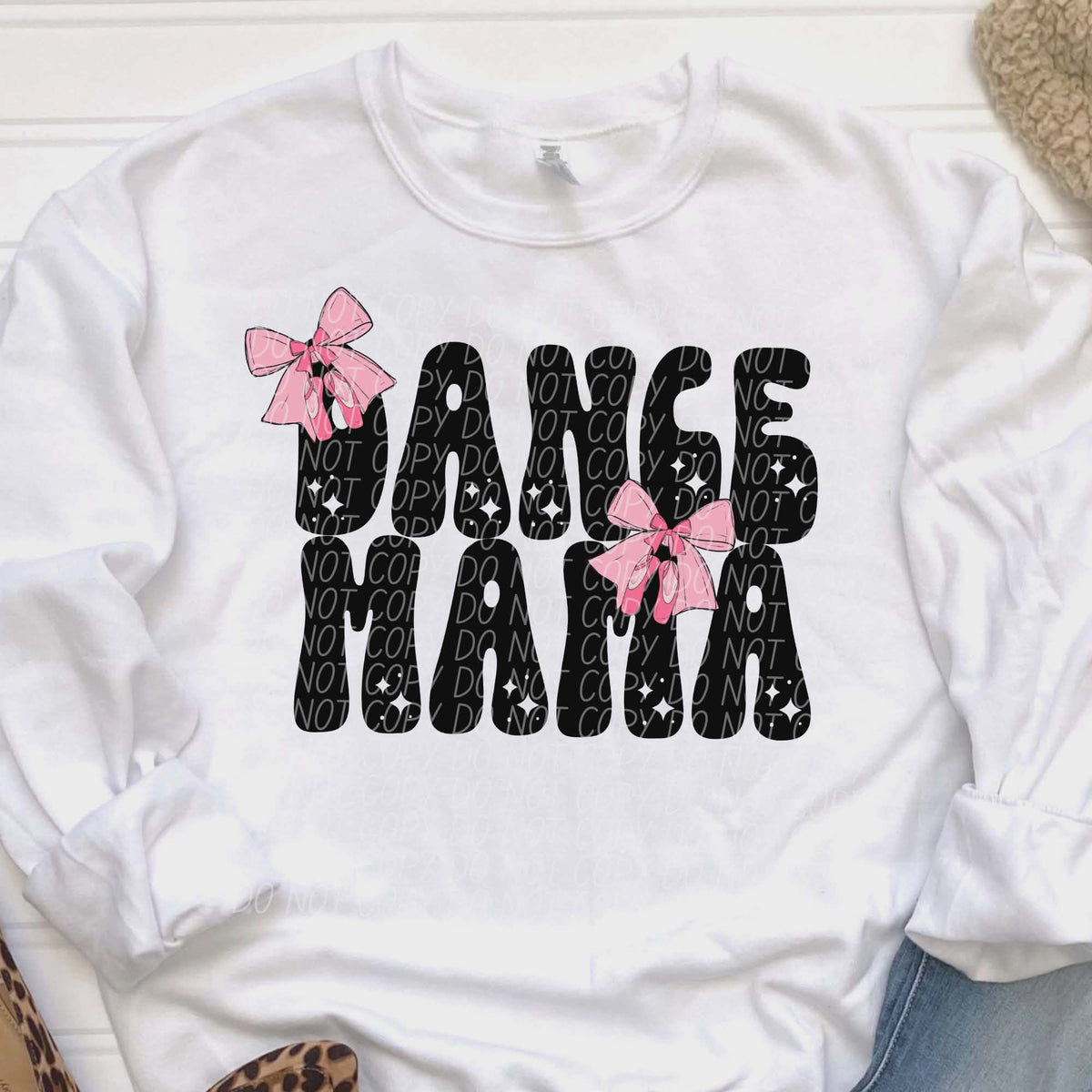 Dance Mama bows black words (city) DTF transfer