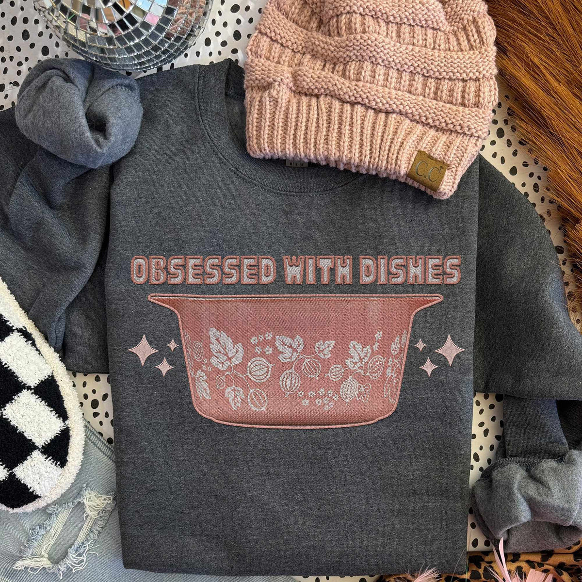 Obsessed with dishes dishes pink dish (HW) 70142 DTF transfer