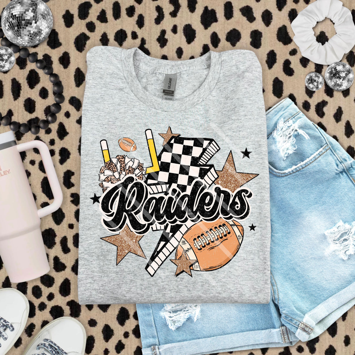 Raiders Football Mascot Checker Lightning Scarlow 110197 DTF transfer