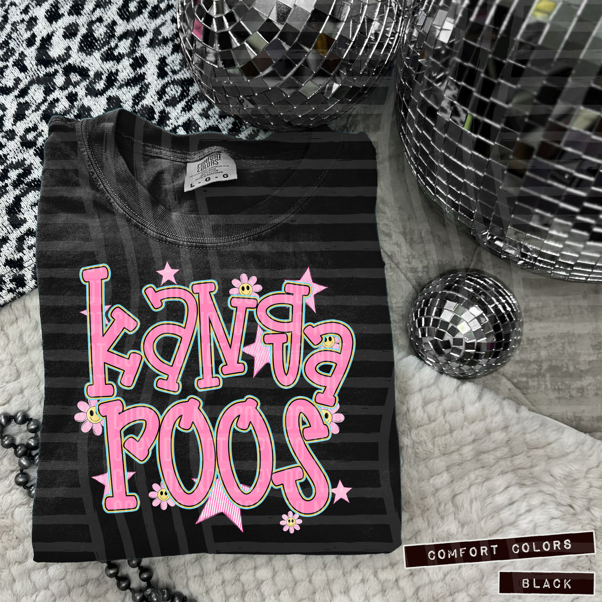 Kangaroos Pink Flowers And Stars 104973 DTF transfer