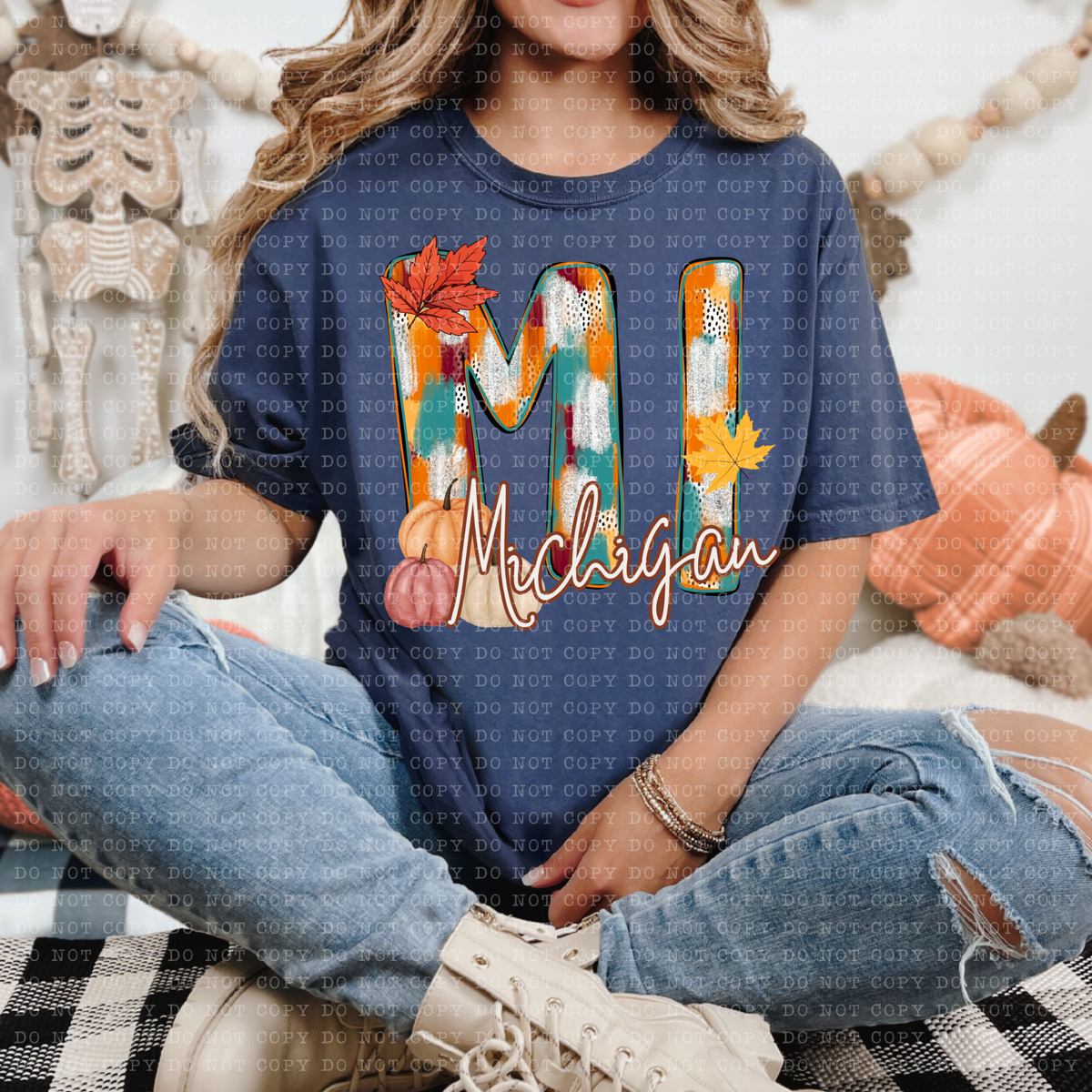 MI Michigan Fall Watercolor 59792 DTF Transfer