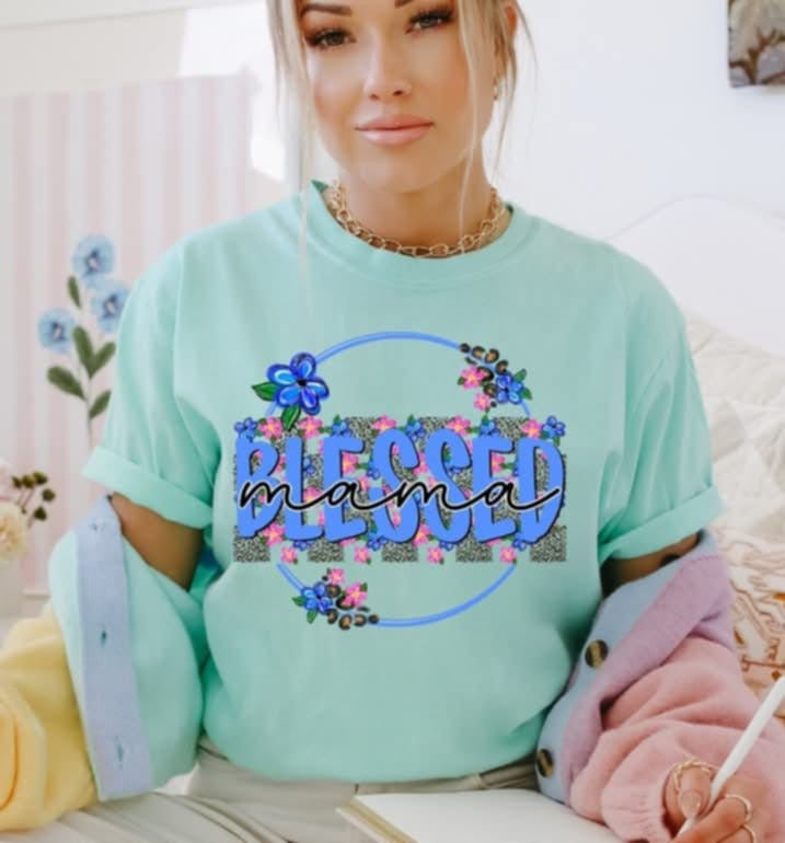 Blessed mama royal blue circle (S&G) 99898 DTF transfer