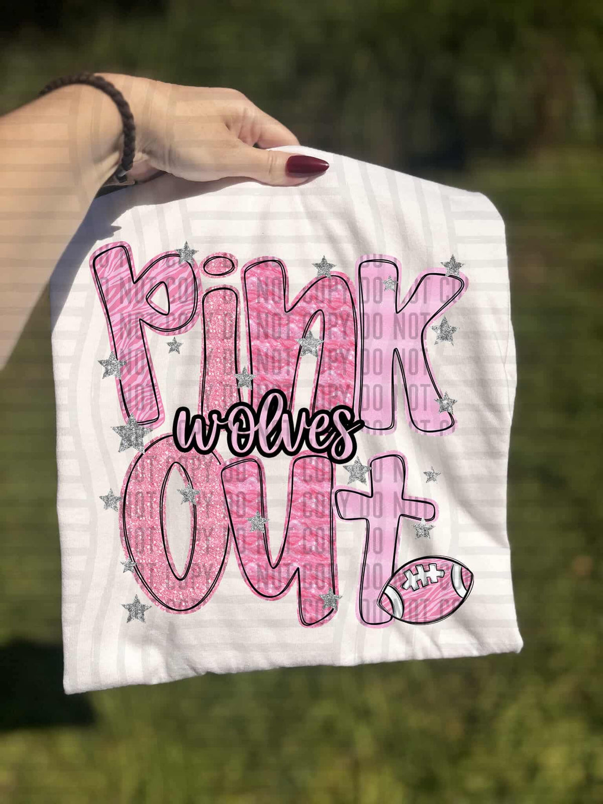 Pink out sparkles Wolves (Caplinger) DTF transfer