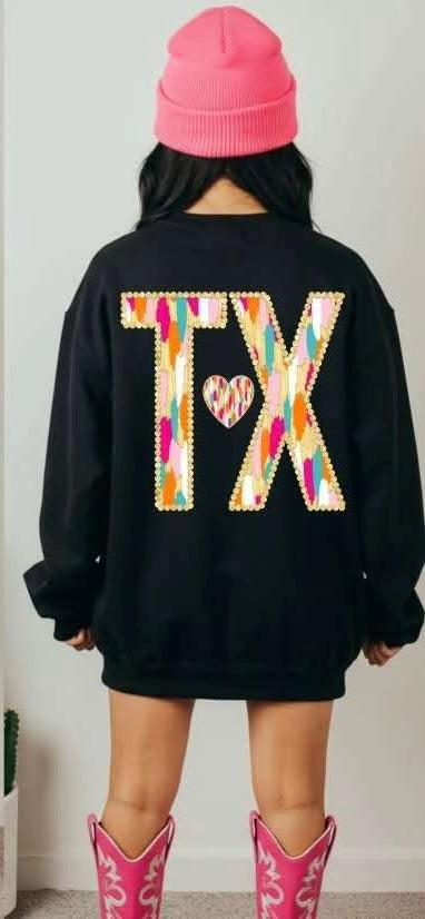 TX brushstroke with heart (S&G) 82983 DTF transfer
