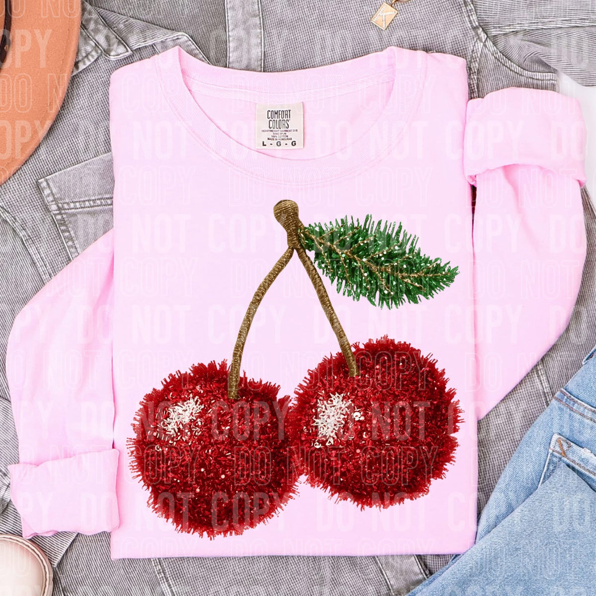 Faux Yarn Cherries (SBB) DTF transfer