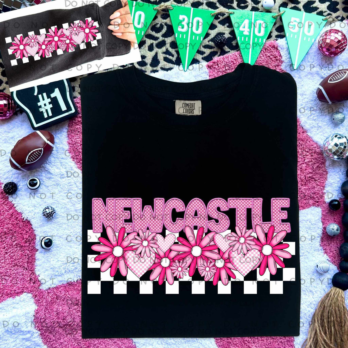 Newcastle pink checkered (caplinger) 77856 DTF transfer