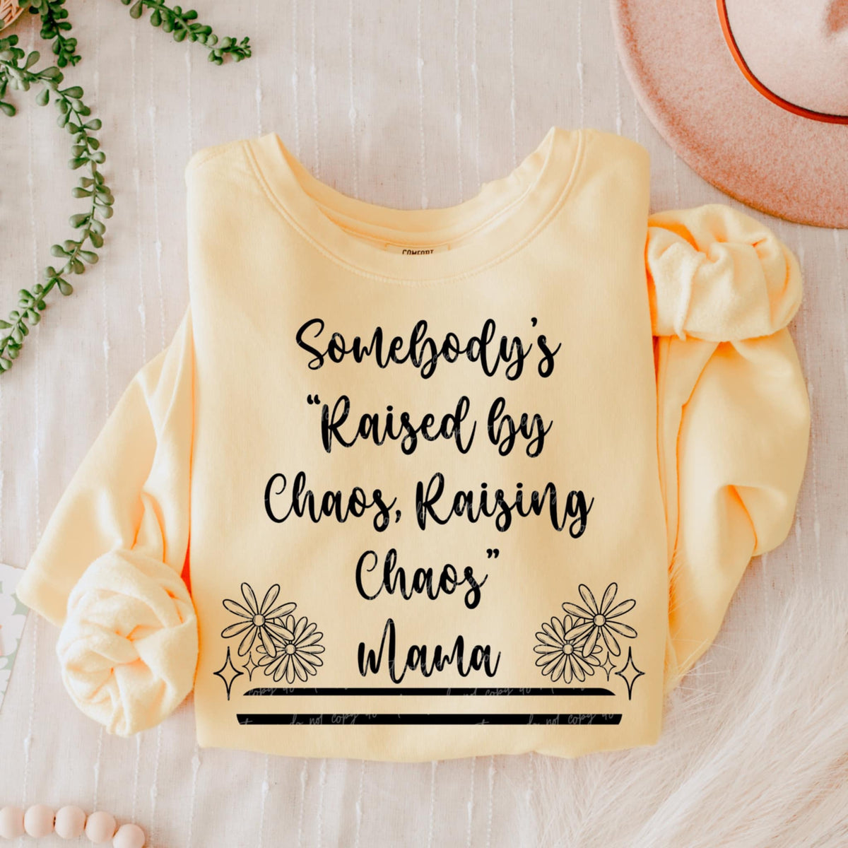 Somebody’s “raised by chaos, raising chaos” mama BLACK (VIRGO) 90817 DTF transfer