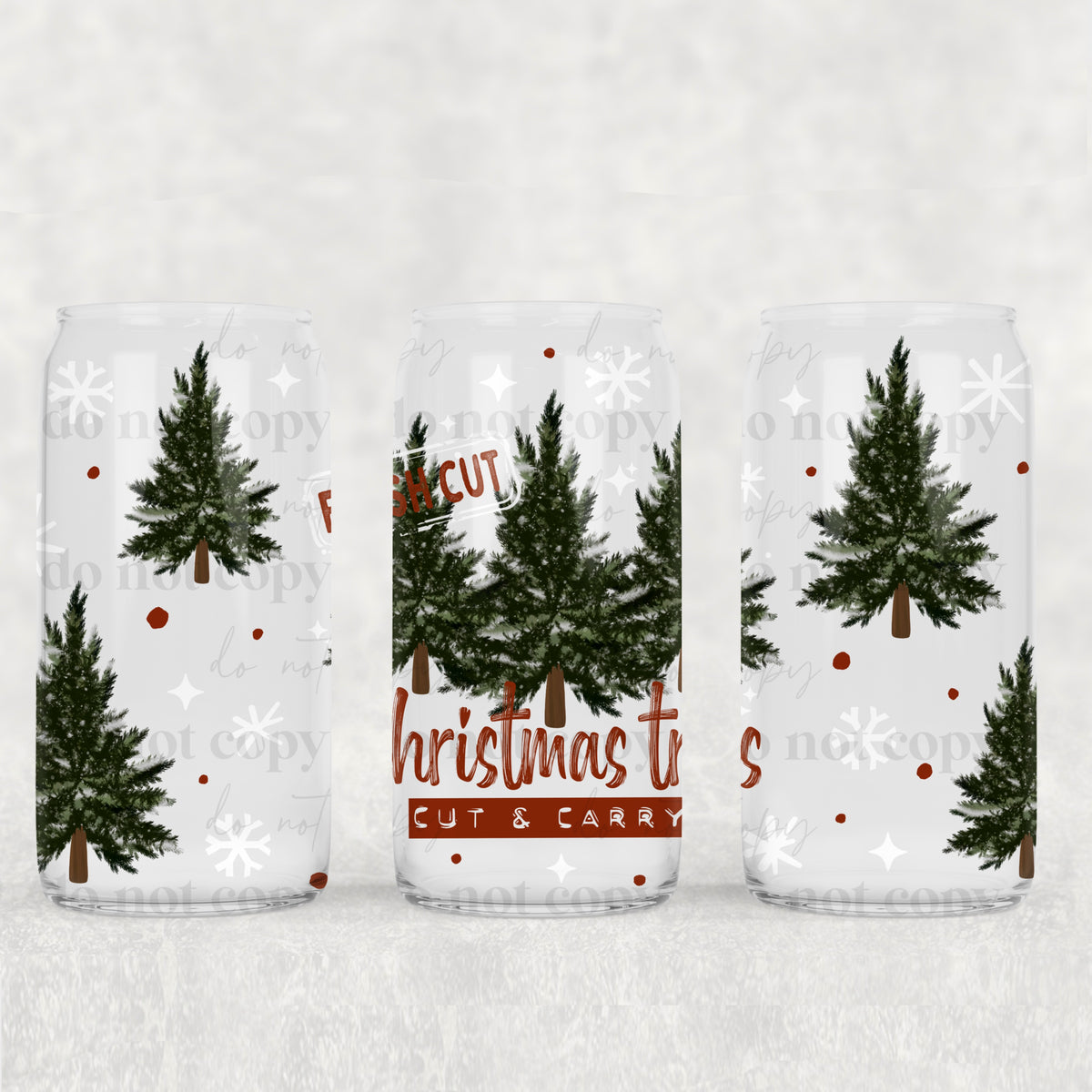 Fresh cut Christmas trees UV DTF WRAP
