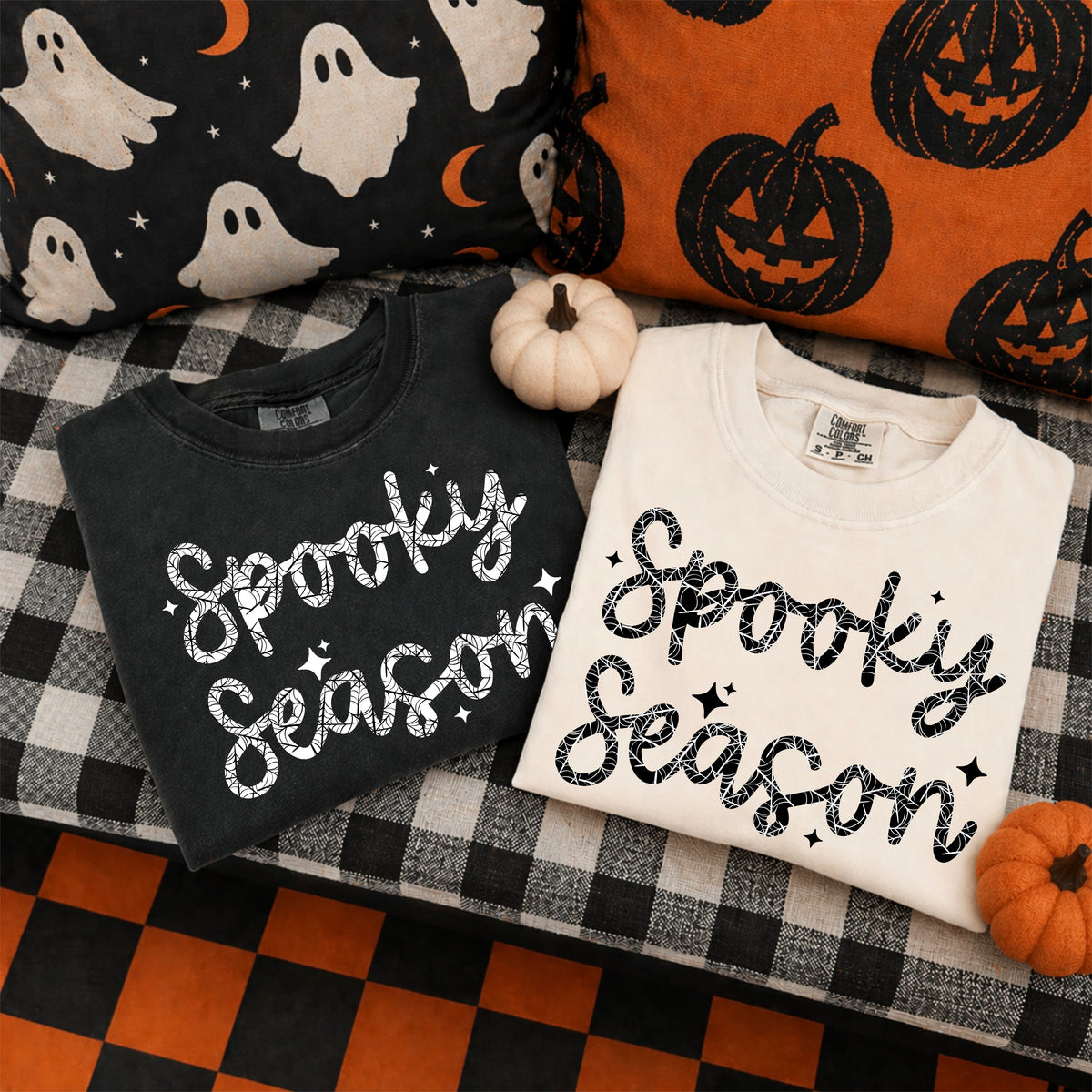 Spooky season cursive webs (black) (CSC) DTF Transfer