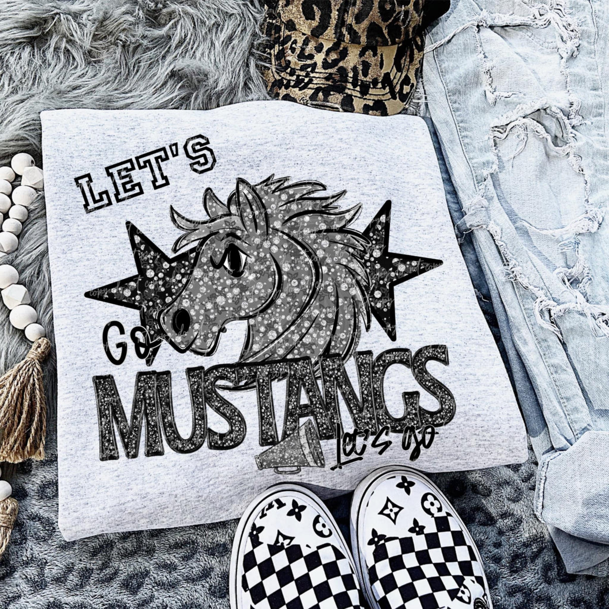 Let’s go mustangs silver (VIRGO) 92524 DTF transfer