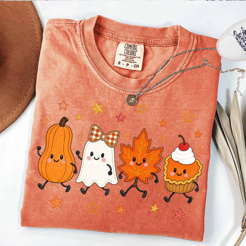 Happy fall things (ghost pumpkin leaf) Sunday Special DTF transfer