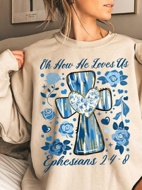 Oh how he loves us blue 75963 DTF transfer