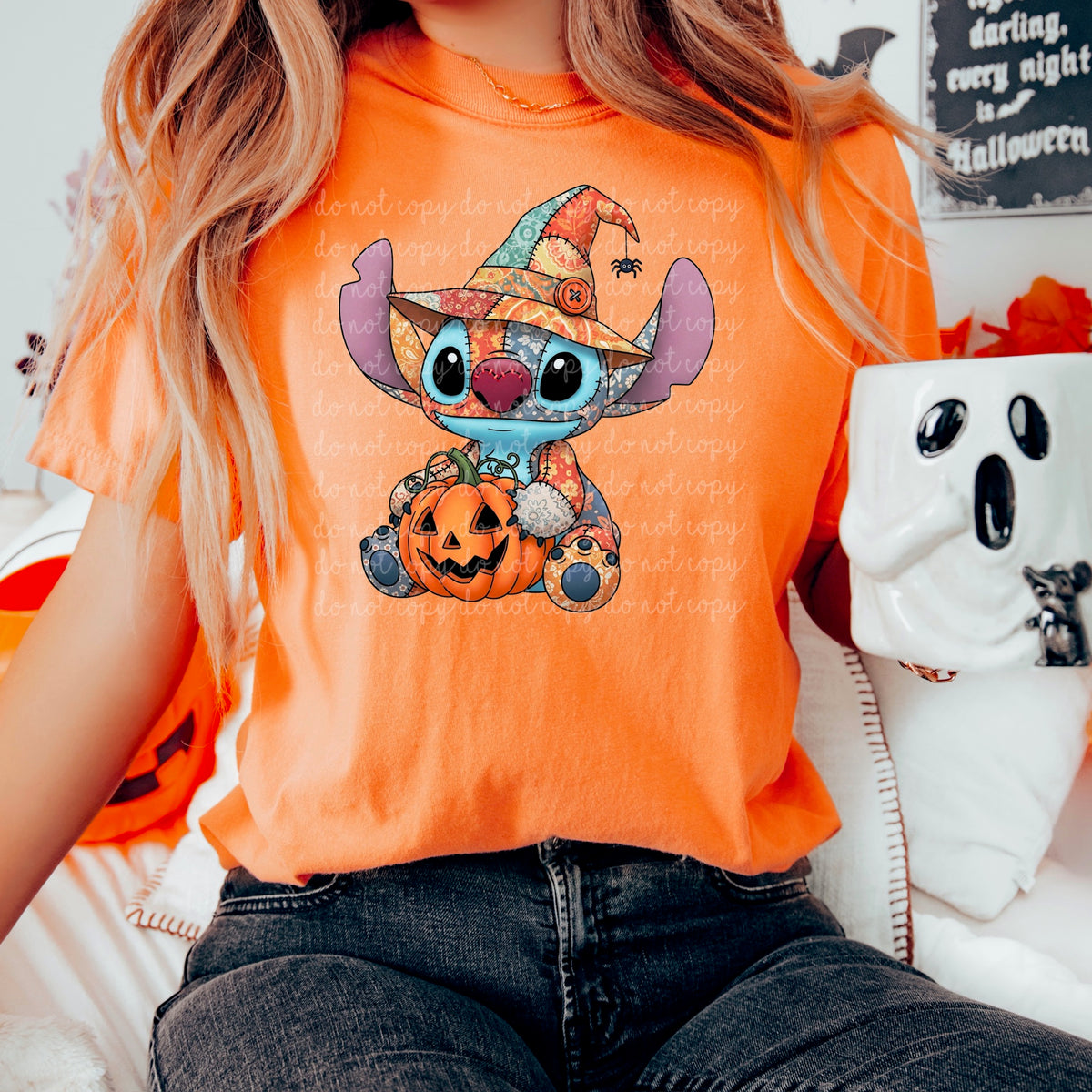 Halloween Alien patchwork hat 115139 DTF transfer