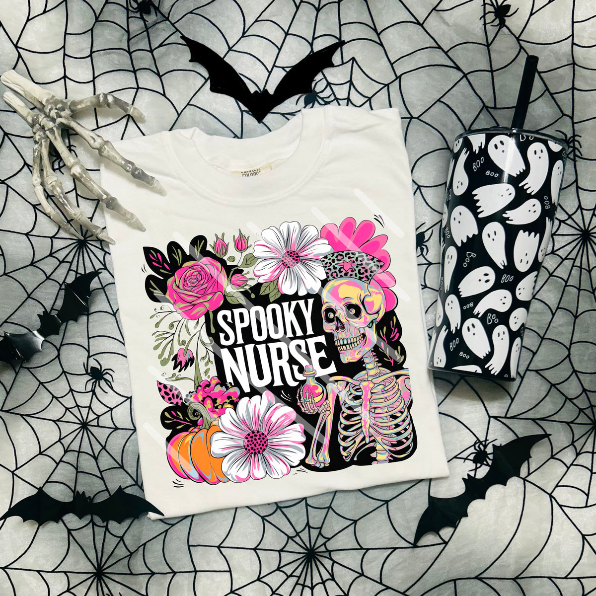 Spooky Nurse with Skeleton 110926 DTF Transfer