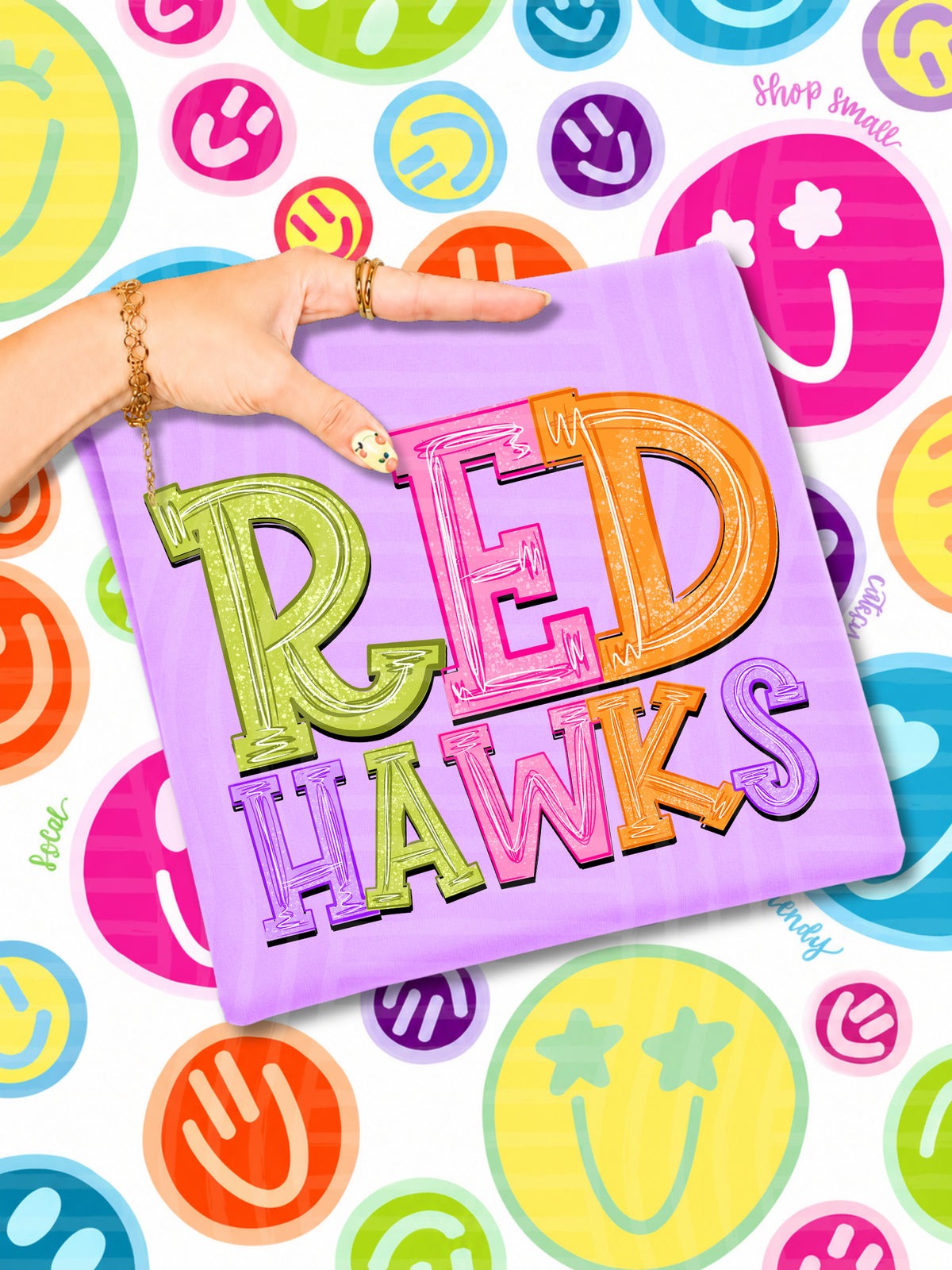 red hawks simply colorful stacked (Caplinger) DTF Transfer