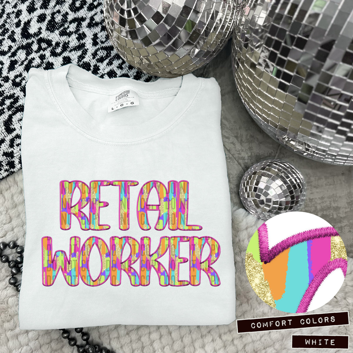 Retail Worker Juneberry Brushstrokes (Caplinger) DTF transfer