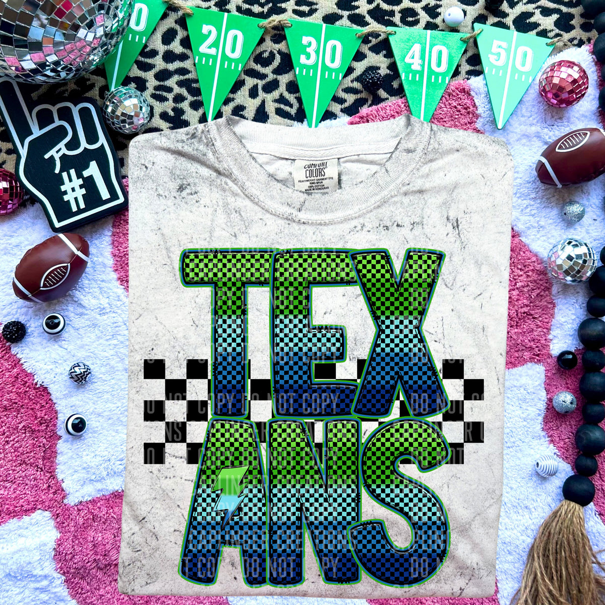 Texans Blue and Green Checkered (Caplinger) DTF transfer