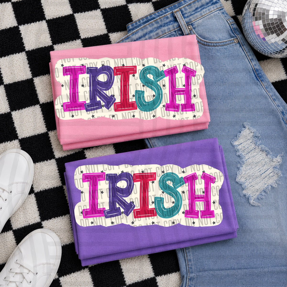 irish bubble around letters with small stars (Caplinger) DTF Transfer